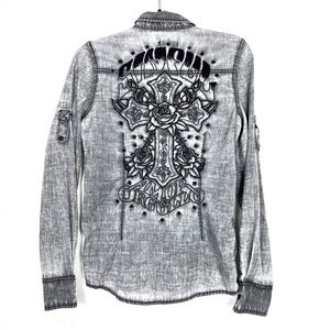 SINFUL by buckle grey button up Y28